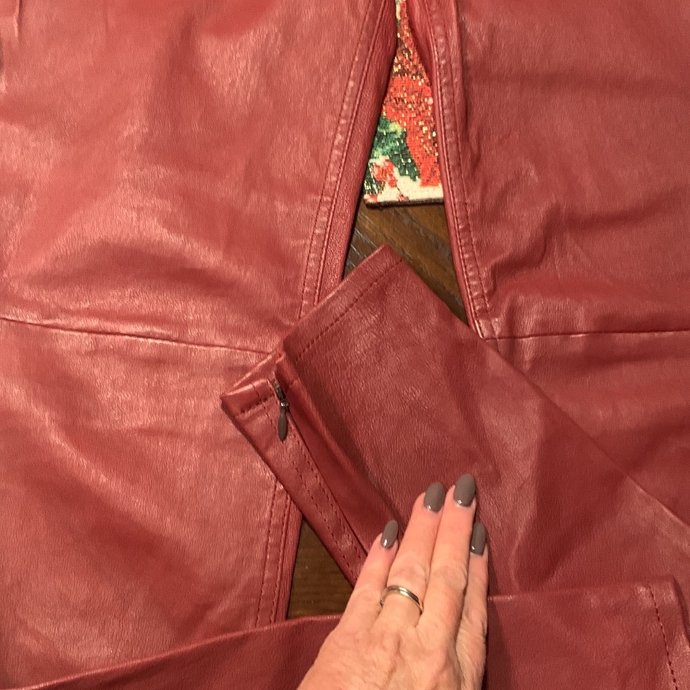BLK DNM Burgundy Red Leather Skinny Pants sz 28 - Picture 6 of 11
